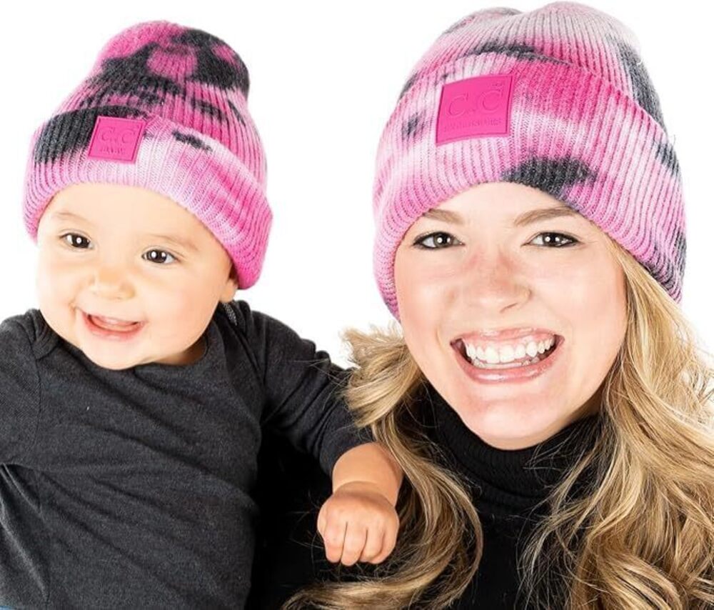 9669 Matching 2 Pack: Mommy and Me Beanie Adult/Infant Tie Dye